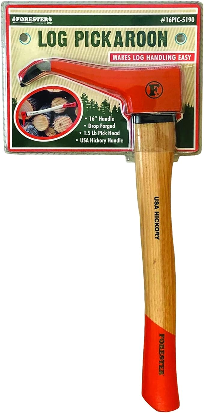 FORESTER Pickaroon Logging Tool 16in | USA Hickory Handle | Hookaroon Logging Tool | Log Roller Tool & Forestry Tools for Dragging and Stacking Logs