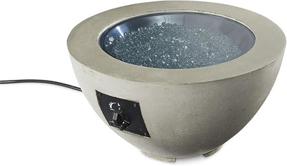 Outdoor GreatRoom Co Propane Fire Pit Table - Cove Gas Fire Pits for Outside Patio - 42 Inch Round Bowl Concrete Firepit Fire Table with Glass Tabletop Cover, Tempered Clear Glass Gems, 105,000 BTU