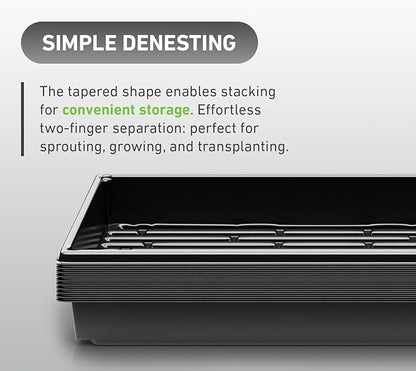 10x20 Inch Black Plastic 5 Pack Plant Propagation Tray – Growing Trays for Garden, Planting, Seedling, Soil & Hydroponic Horticulture - Microgreen Trays Grow Plants - No Drain Holes