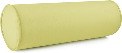 Austin Horn Classics Sunbrella Set of 2 Zippered Neck Bolster Pillow, Made with Sunbrella Fabric, Cylinder Pillows, for Couch & Bed, Decorative Round Throw Pillow, Back & Neck Support (Kiwi)
