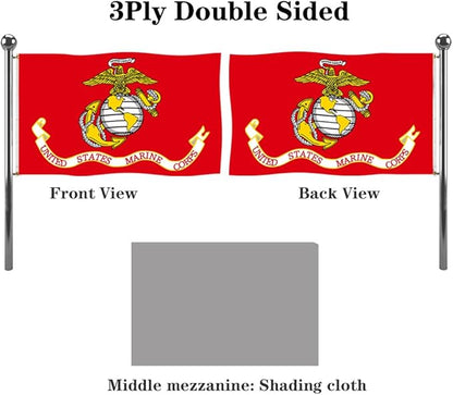 Jayus US Marine Corps Military Flags 2x3 Outdoor - 320D Heavy Duty Nylon Double Sided USMC Army Flag Banner with 2 Grommets