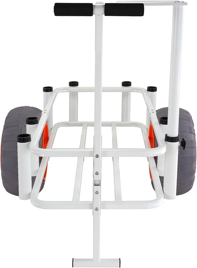 VEVOR Beach Fishing Cart, 350 lbs Load Capacity, Fish and Marine Cart with Two 16" Big Wheels PU Balloon Tires for Sand, Heavy-Duty Aluminum Pier Wagon Trolley with 8 Rod Holders for Fishing, Picnic