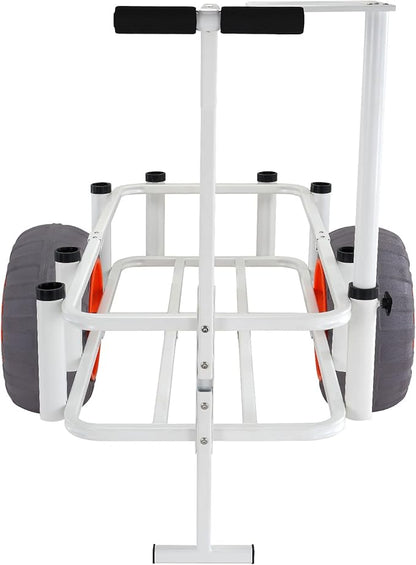 VEVOR Beach Fishing Cart, 350 lbs Load Capacity, Fish and Marine Cart with Two 16" Big Wheels PU Balloon Tires for Sand, Heavy-Duty Aluminum Pier Wagon Trolley with 8 Rod Holders for Fishing, Picnic