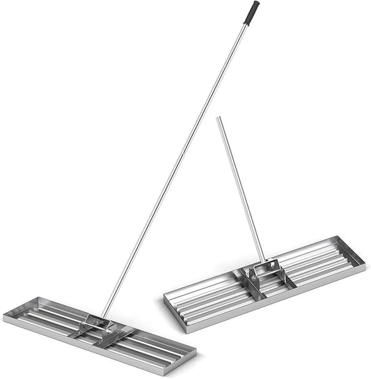 Goplus Lawn Leveling Rake, 36" x 10" Heavy Duty Level Lawn Tool w/ Ergonomic Handle for Soil, Effort-Saving Landscape Rake for Garden, Backyard, Golf Course, Farm, Pasture, Silver