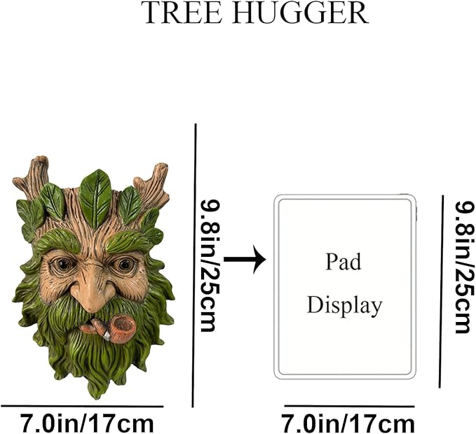 Abia Jaeia Pipe Tree Face Sculpture, Funny Pipe Old Man Tree Hugger Statue, Indoor & Outdoor Creative Props for Garden and Home,9" x 7" x 2.4"
