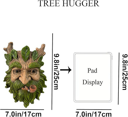 Abia Jaeia Pipe Tree Face Sculpture, Funny Pipe Old Man Tree Hugger Statue, Indoor & Outdoor Creative Props for Garden and Home,9" x 7" x 2.4"