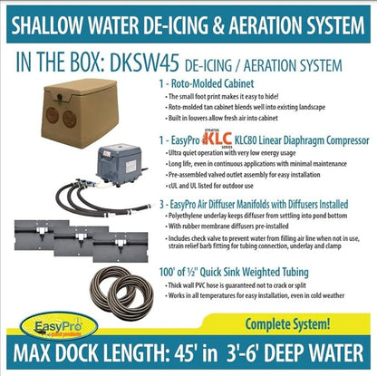 EasyPro DKSW45 Diffused Air De-Icing System for Shallow Water - up to 45' Dock