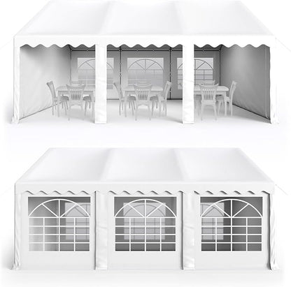 GREEN PARTY 16x20FT Party Tent Heavy Duty, Large Wedding Event Shelters with 3 Carry Bags & Removable Sidewalls, Outdoor Canopy Gazebo Commercial Tent for Carport Camping Garden Patio