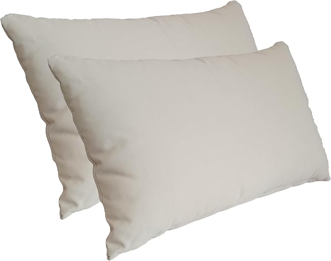 ADLIVWYD Lumbar Pillows for Indoor Outdoor uses,Waterproof Removable Cover with Zipper Outdoor Pillows Set of 2 for Patio Furniture,12×20 Inch (Cream)