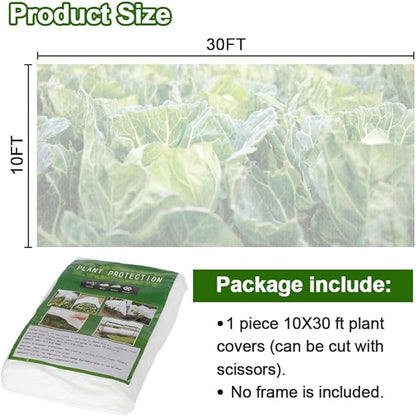 Plant Covers Freeze Protection 10 x 30 FT 1.2oz/yd² Frost Cloth Blankets for Outdoor Plants in Winter, Floating Row Cover for Vegetable Garden
