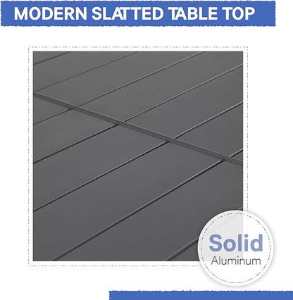 Soleil Jardin Aluminum Patio Extendable Dining Table, 35" - 71", Adjustable Indoor Outdoor Furniture Rectangle Table for 4-6 Person Porch Deck Garden,Dark-Grey