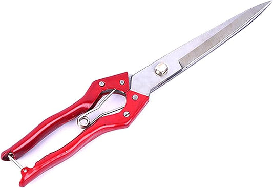 Grass Sheep Shear - Coated Wear-Resistant Handle, Manganese Steel Double-Edged, Strong Spring Suitable For Manual Shearing of Cow, Sheep, and Horse Hair (Red 12.6 inches)