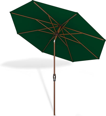 Midtown Umbrellas Sunbrella Umbrella Outdoor Patio Umbrella 2-9 Feet in Forrest Green Acrylic Fabric, Auto-Tilt Aluminum Frame For Backyard Umbrella, Deck Umbrella & Porch Umbrella - Wooden Pole
