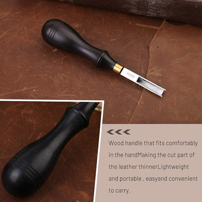 Leather Edge Beveler Tool, French Skiver, 6mm Wide Mouth Leather Edge Trimmer Skiving Crafting Tools with Wooden Handle for DIY Craft