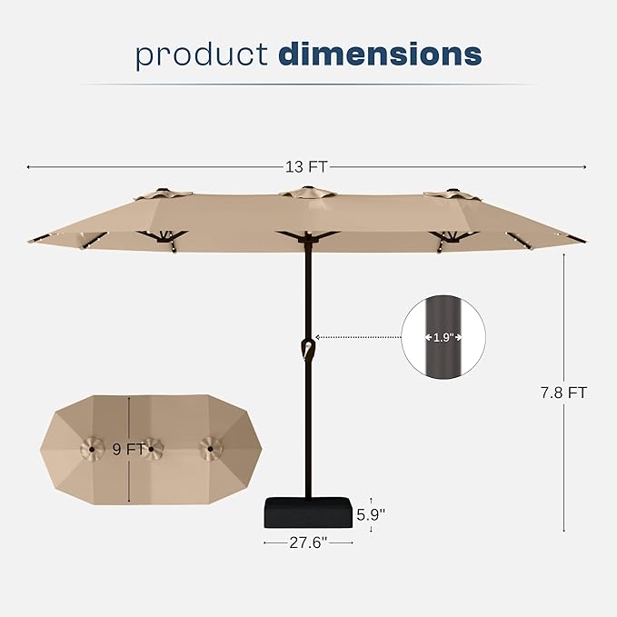 13FT Double Sided Patio Umbrella with LED Lighted