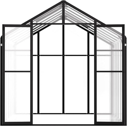 VEVOR Polycarbonate Greenhouse, 8 x 12 Ft, Outdoor Greenhouse with 2 Vent Windows, Pavilion Styled Greenhouse with Hinged Door, Aluminum Large Walk-in Greenhouse Kit for Outside Garden Backyard