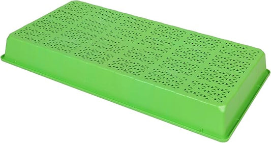 SUNPACK 10" x 20" Heavy Duty Mesh Plastic Seed Starting Tray, Green, 2.3" - Ensures Water Drainage and Aeration, Perfect for Greenhouses or Indoor Gardening