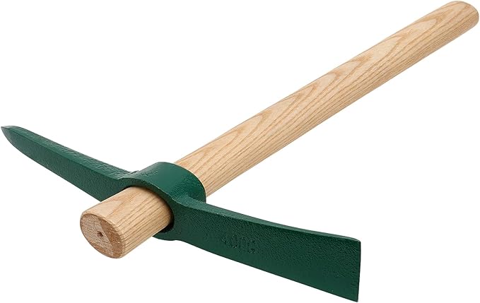 MANCHAP 2 PCS 17.7 Inch Garden Pickaxe Mattock, Small Garden Pick Axe Tool with Hardwood Handle for Gardening, Digging, Cultivating, Camping or Prospecting