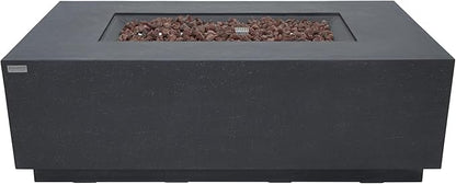 Elementi Andes Gas Fire Pit Cast Concrete Fire Table, Outdoor Fire Pit Electronic Ignition | Canvas Cover, Lava Rock Included | Free AMS Wind Guard & Table-top Firepit | Dark Gray (Propane Gas)