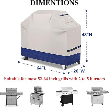 Grill Cover for Outdoor Grill 600D Heavy Duty 59Inch Waterproof,UV & Fade Resistant,BBQ Cover with Adjustable Straps,BBQ Grill Cover for Weber,Blackstone,Charbroil etc,Blue with Print