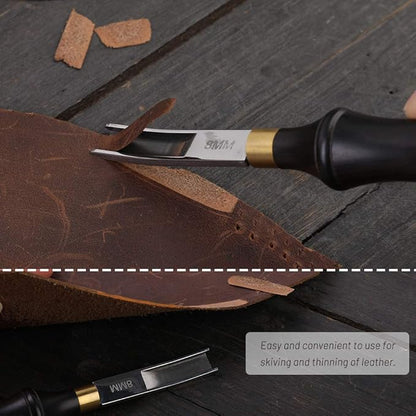 Diudus Leather Edge Beveler Tool, French Skiver, Wide Mouth Leather Edge Bevelers Skiving 8mm, Leather Edge Trimmer Crafting Tools with Wooden Handle for DIY Leather Craft