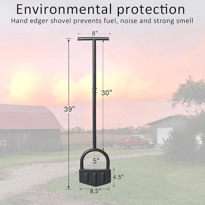 Edger Lawn Tool, Manual Grass Edger Tool Wide Footplate Long Handle 39 inch, Steel Hand Border Half Moon Edger Shovel for Landscaping, Yard, Garden, Sidewalk, Burying Cable