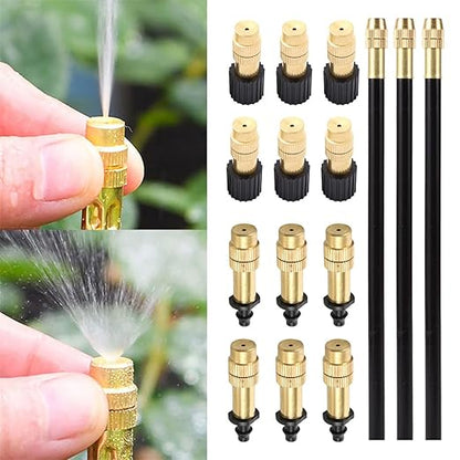 32.8FT/10M 1/4 Inch Tubing Drip Irrigation System Kit Automatic Garden Irrigation Equipment Adjustable Quick Connector Watering Misting for Outdoor Yard Lawn Raised Bed Greenhouse