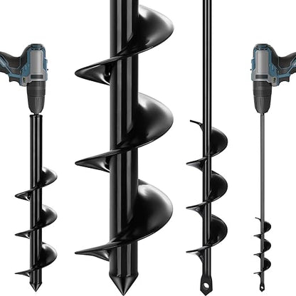 Auger Drill Bit for Planting 2 Pack,1.6x16 inch&3.5x16 inch,Auger Drill Bit Suitable for 3/8'' Hex Drill Driver,Garden Spiral Hole and Planter for Bulbs,Fence Posts,and Umbrella Holes