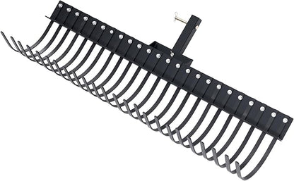 Specraft 60" Behind Landscape Rake for Tractor, Tow Dethatcher Rake with 24 Steel Coil Tines and 2" Receiver, Fit for 3-Point Suspension Systems