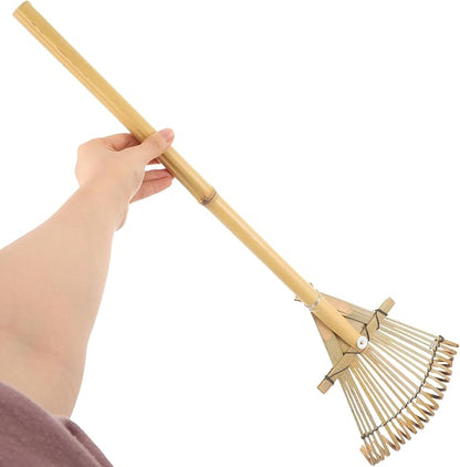 HANABASS Garden Rake Small Rake Bamboo Kids Leaf s for Lawns Garden Patio