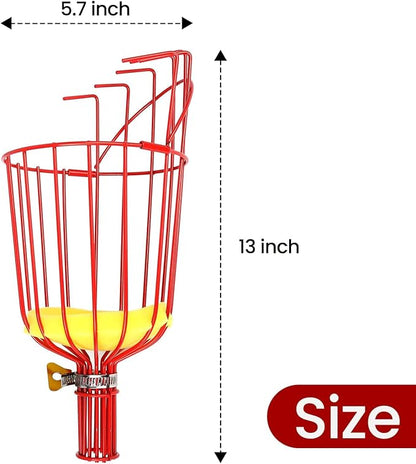 Fruit Picker Pole with Basket Segmented Fruit Picker Pole Tool for Apple Avocado Cherry Lemon Mango Orange Peach Picking(40-160") 8FT