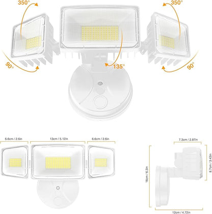 Onforu 80W 9000LM Flood Lights Outdoor, Brightness Security LED Flood Lights with 3 Adjustable Heads, Switch Controlled, IP66 Waterproof 6500K Outside Exterior Flood Light for Yard Garage Eave Patio