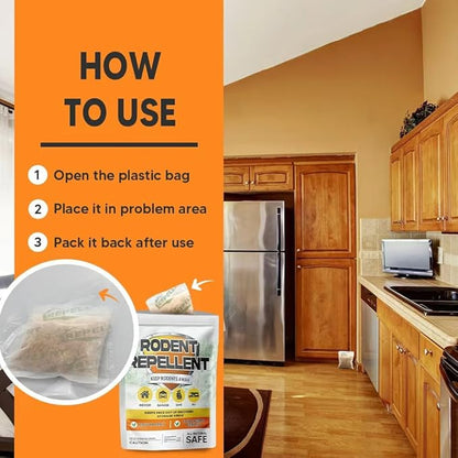 Rodent Repellent, Mouse Repellent Pouches, Mice Repellent Indoor, Mouse Deterrent Outdoor, Rat Repellent, Extra-Strength Rodent-Repelling Pouch, Peppermint to Keep Mice Away from Garage-10P