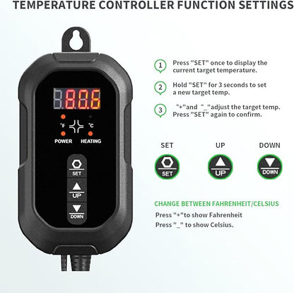 20"x 10" Seedling Heat Mat with Digital Thermostat Combo Set,ETL Certified and Durable Waterproof Warm Hydroponic Heat Mat for Germination,Indoor Gardening,Brewing and Greenhouses