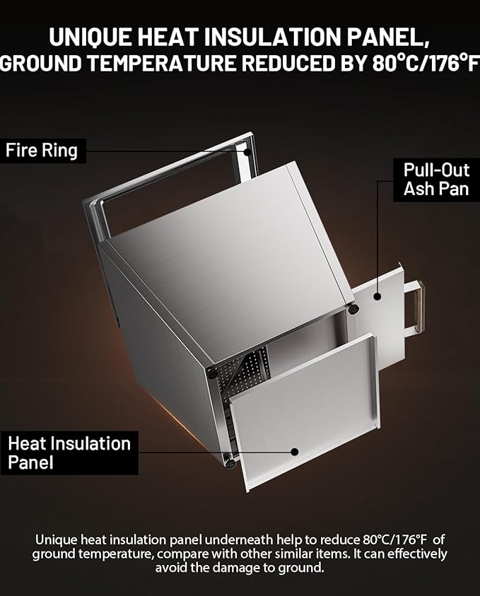 LEGACY HEATING Smokeless Fire Pit, Portable Outdoor Firepits 25 inch, Carry Handle for Backyard Patio Camping Bonfire, Stainless Steel, Ideal for 6-12 People, 46.74 lbs, Silver, Cyberpit One Pro