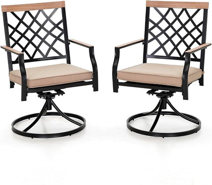 PHI VILLA Swivel Patio Chairs Set of 2 Outdoor Dining Rocker Chair Support 300 lbs for Garden Backyard Bistro Furniture Set with Cushion, Black