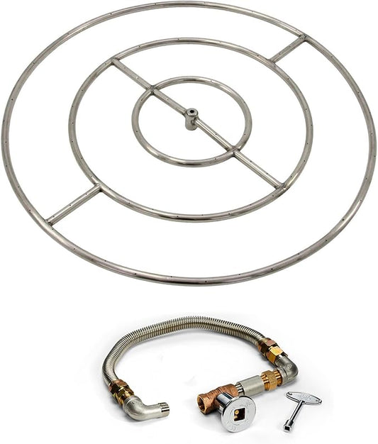 HPC Fire Match Light Fire Pit Kit (FPS36HC KIT), 36-Inch High Capacity, Natural Gas