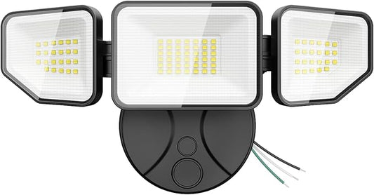 65W LED Flood Light Outdoor, 6500 Lumen Super Bright Security Lights, 3 Adjustable Heads, IP65 Waterproof, 6500K Daylight Wall Mount Outdoor Flood Light for Yard, Garage