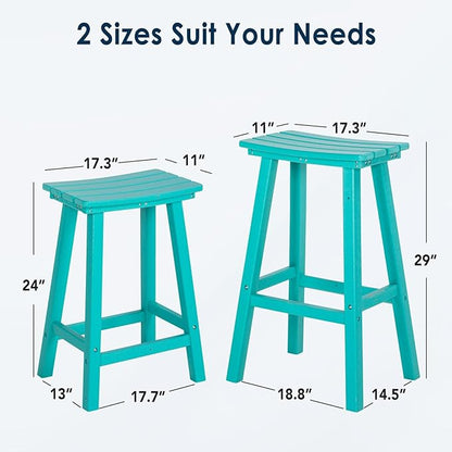 nalone 29 Inch Outdoor Bar Stools Set of 2, HDPE Bar Chairs with Footrest, Weather Resistant Barstools Outside Counter Height Stools for Patio, Kitchen, Yard (Aruba, 29'' Barstools Set of 2)