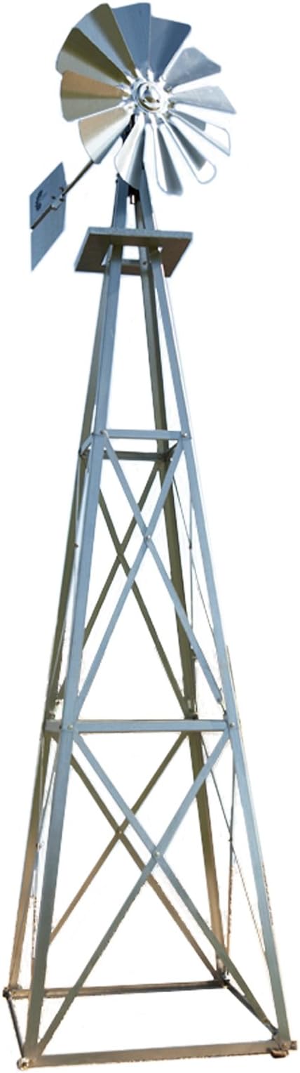 Outdoor Water Solutions Decorative Backyard Windmill | Durable Weather Resistant Four-Legged Tower | Perfect for Lawn and Garden Decor… (Galvanized, 11ft. 6in.)