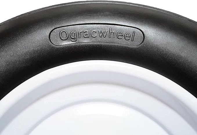 Wheelbarrow Tire 4.80/4.00-8 Flat-Free with 3/4 & 5/8 Wheel Bearing, 3-6" Hub 16" Solid Foamed Wheel Barrel Tires Non-Slip for Yard Cart Garden Wagon (Black)