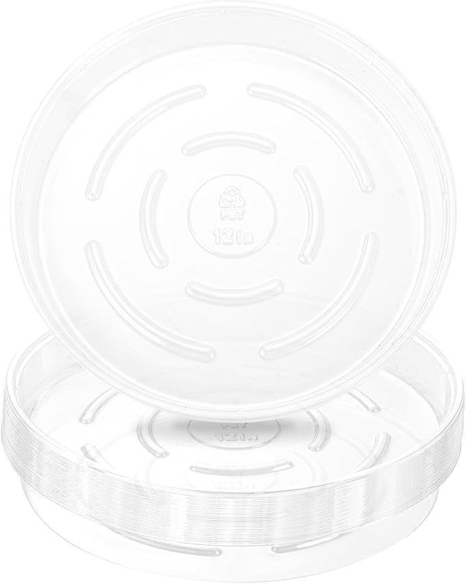 Plant Saucer 30 Pack Plant Trays for Pots 12 Inch Plastic Plant Saucers for Outdoors and Indoors Clear Drip Trays for Potted Plants Flower Pot Plates to Catch Water Plant Drainage Dishes No Holes