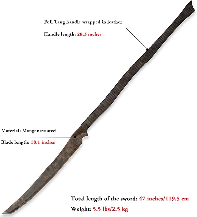 SV Handmade cast Manganese Steel Chopping Blade Sword, Full Tang, Outdoor, Hunting, Camping, Hiking, Survival, with Protective Cover, Multiple Styles to Choose from