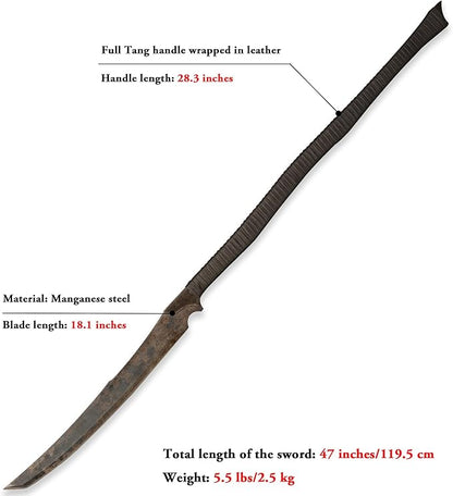 SV Handmade cast Manganese Steel Chopping Blade Sword, Full Tang, Outdoor, Hunting, Camping, Hiking, Survival, with Protective Cover, Multiple Styles to Choose from