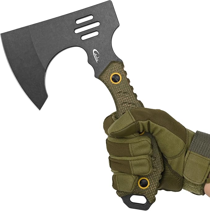 C1391 Camping Axe Camping Hatchet,DC53 Steel Blade with Micarta Handle Survival Hatchets Bushcraft Axe with Kydex Sheaths for Camping Hiking and Chopping Wood(Green)