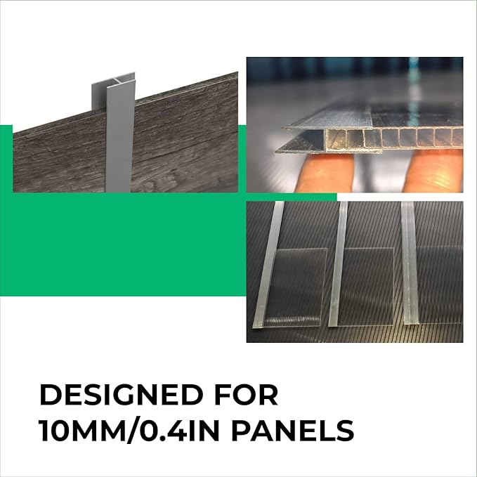 Aluminum H Connectors - Fits 4mm, 6mm, 8mm, or 10mm Twin-Wall Greenhouse Panels, Join 2 Pieces of Panels Together, 4-Foot Length, 10 Pieces (6mm Aluminum H Connectors)