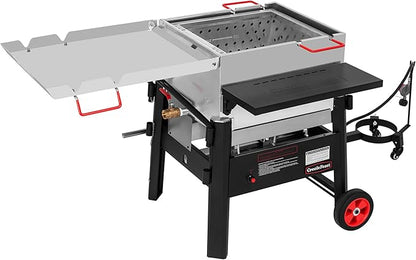 Creole Feast CFB1001A 90 QT Crawfish Boiler, Outdoor Single Sack Propane Gas Cooker with Folding Cylinder Mounting Bracket and Stirring Paddle for Seafood & Crawfish Season, Black