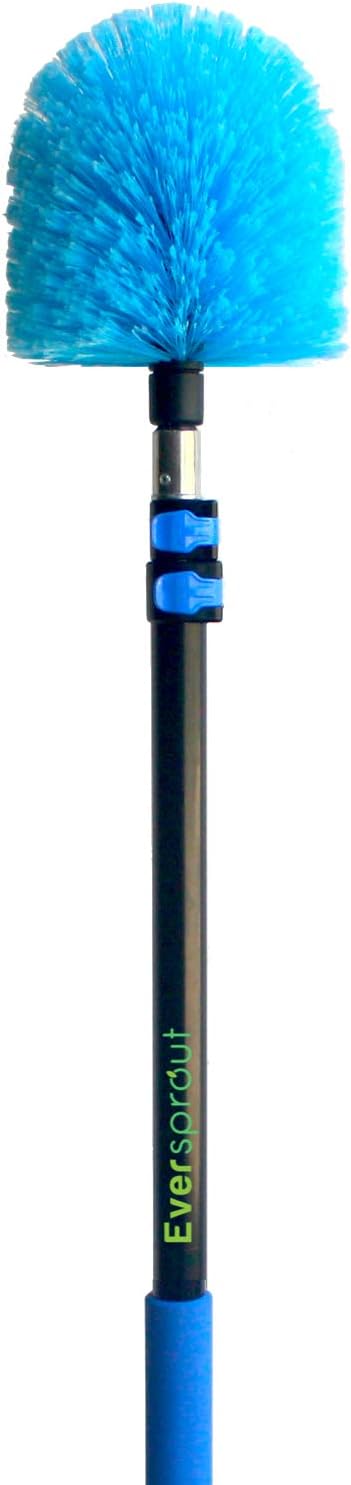 EVERSPROUT 5-to-12 Foot Cobweb Duster and Extension-Pole Combo (20 Foot Reach, Soft Bristles) | Hand Packaged | Lightweight, 3-Stage Aluminum Pole | Indoor & Outdoor Use Brush Attachment