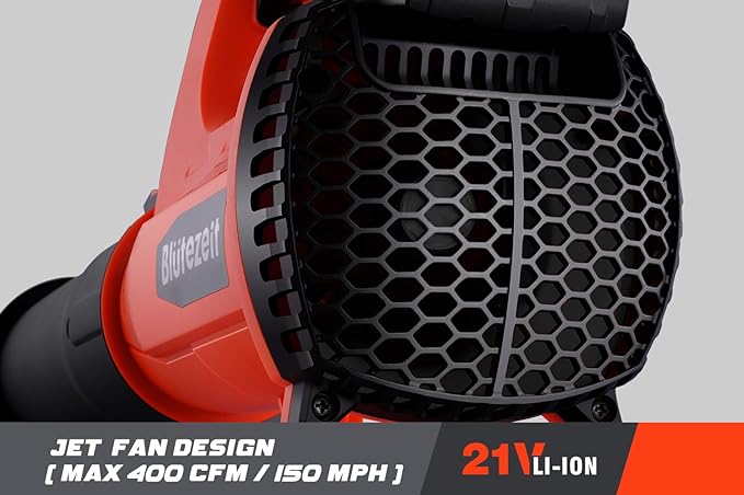 Blütezeit Cordless Leaf Blower with 21V 8.0Ah Battery and Charger, Battery Powered Electric Leaf Blower 400CFM 150MPH with 6 Variable Speeds, Lightweight for Lawn Care & Yards