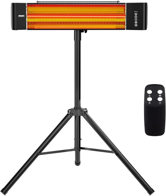ROVSUN 1500W Outdoor Electric Heater, Patio Freestanding/Wall-mounted Heater with 12H Timer, Adjustable Heights, 3 Modes, 3s Instant Heating for Indoor Outdoor Backyard Garage (1 Set)